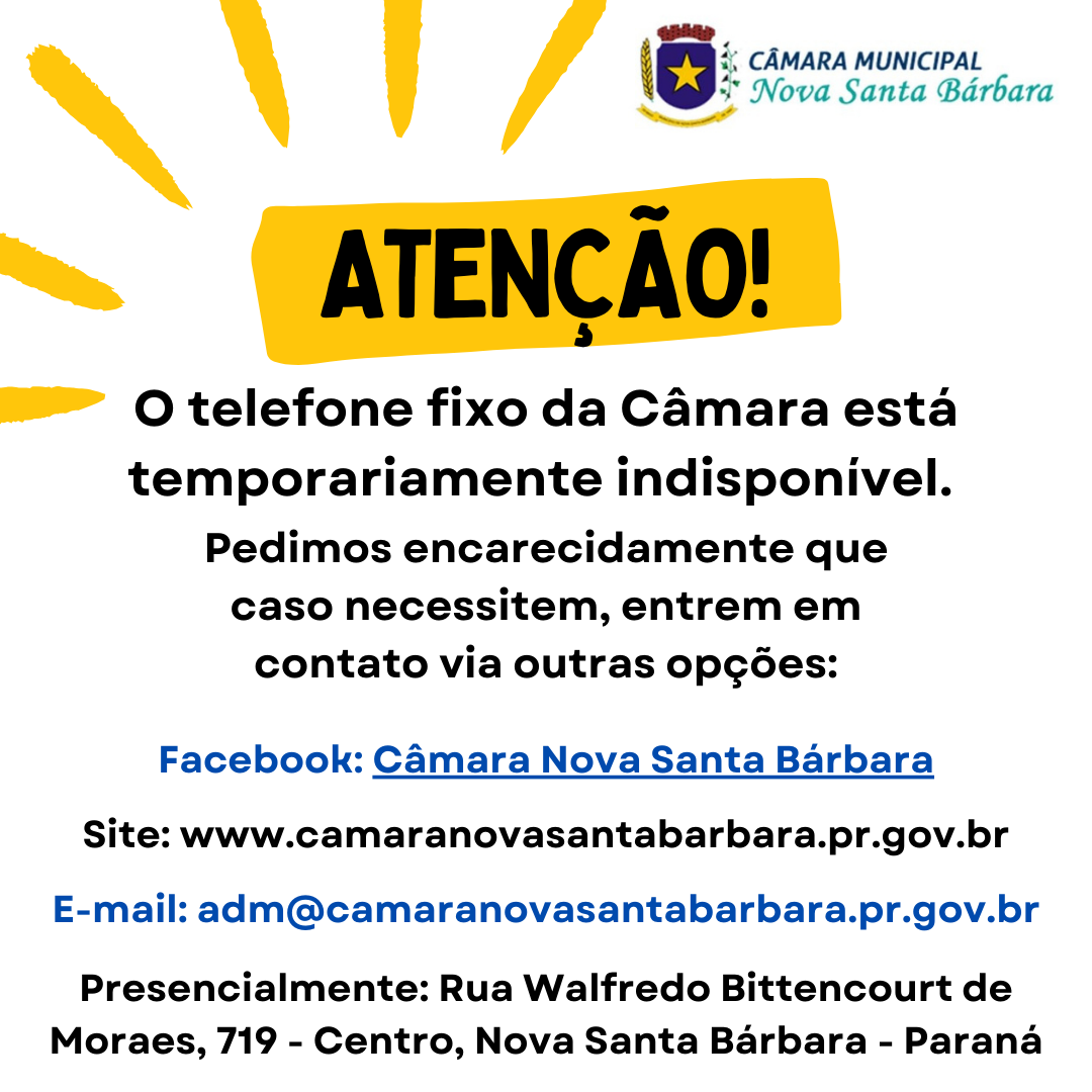 Indisponibilidade do Telefone Fixo da Câmara